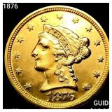 1876 $2.50 Gold Quarter Eagle CHOICE AU