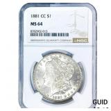 1881-CC Morgan Silver Dollar NGC MS64