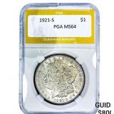 1921-S Morgan Silver Dollar PGA MS64
