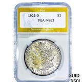 1921-D Morgan Silver Dollar PGA MS63