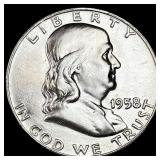1958-D Silver Half Dollar Franklin UNCIRCULATED