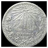 1919 Mexico Silver 20 Centavos