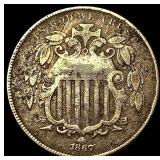 1867 Shield Nickel NEARLY UNCIRCULATED