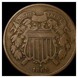 1865 Bronze Two-Cent Piece NEARLY UNCIRCULATED
