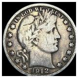 1912-S Silver Barber Half Dollar NEARLY  UNCIRCUL
