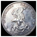 1913 Germany Prussia Silver 3 Mark UNCIRCULATED