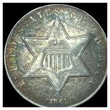 1861 Silver Three-Cent Piece CLOSELY UNCIRCULATED