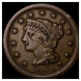 1854 Braided Hair Large Cent CLOSELY  UNCIRCULATE
