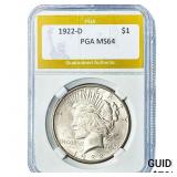 1922-D Silver Peace Dollar PGA MS64