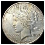 1924-S Silver Peace Dollar NEARLY  UNCIRCULATED