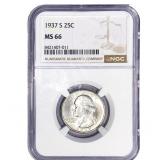 1937-S Washington Silver Quarter NGC MS66