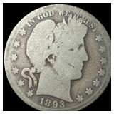 1893-S Barber Half Dollar LIGHTLY CIRCULATED