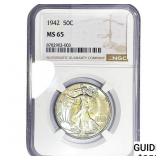1942 Walking Liberty Half Dollar NGC MS65