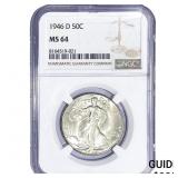 1946-D Walking Liberty Half Dollar NGC MS64
