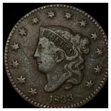 1833 Coronet Head Large Cent NEARLY  UNCIRCULATED
