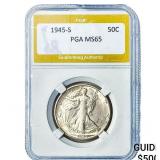 1945-S Walking Liberty Half Dollar PGA MS65