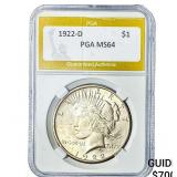 1922-D Silver Peace Dollar PGA MS64