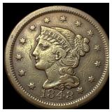 1848 Braided Hair Large Cent CLOSELY  UNCIRCULATE