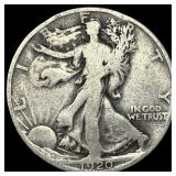 1920-D Silver Walking Liberty Half Dollar  LIGHTL