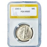 1945-S Walking Liberty Half Dollar PGA MS65