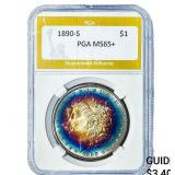 1890-S Morgan Silver Dollar PGA MS65+