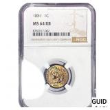 1881 Indian Head Cent NGC MS64 RB