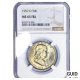 1957-D Franklin Half Dollar NGC MS65 FBL