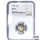 1909 Barber Dime NGC MS65