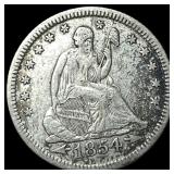 1854-O Silver Seated Liberty Quarter NEARLY UNCIRC