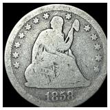 1858 Seated Liberty Quarter NICELY CIRCULATED