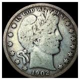 1902-S Silver Barber Half Dollar LIGHTLY  CIRCULA