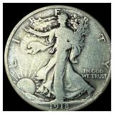1918-D Silver Walking Liberty Half Dollar  LIGHTL