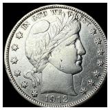 1912-S Silver Barber Half Dollar NEARLY  UNCIRCUL