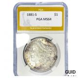 1881-S Morgan Silver Dollar PGA MS64