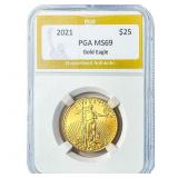 2021 1/2oz $25 Gold Eagle PGA MS69