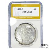 1882-O Morgan Silver Dollar PGA MS64