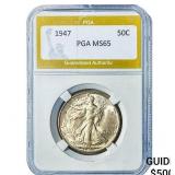 1947 Walking Liberty Half Dollar PGA MS65