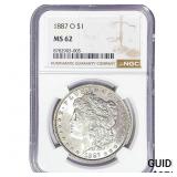 1887-O Morgan Silver Dollar NGC MS62
