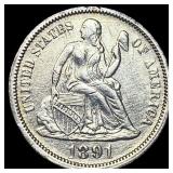 1891-O Silver Seated Liberty Dime CLOSELY  UNCIRC