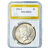 1925-S Silver Peace Dollar PGA MS63+