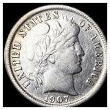 1907-O Silver Barber Dime NEARLY UNCIRCULATED