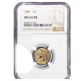 1881 Indian Head Cent NGC MS64 RB