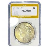 1922-S Silver Peace Dollar PGA MS64