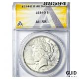 1934-D Silver Peace Dollar ANACS AU55