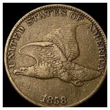 1858 Copper-Nickel Flying Eagle Cent NEARLY UNCIRC