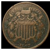 1867 Bronze Two-Cent Piece LIGHTLY CIRCULATED
