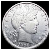 1908-D Silver Barber Half Dollar CLOSELY  UNCIRCU
