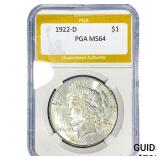 1922-D Silver Peace Dollar PGA MS64