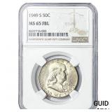 1949-S Franklin Half Dollar NGC MS65 FBL