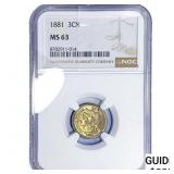 1881 Nickel Three Cent NGC MS63